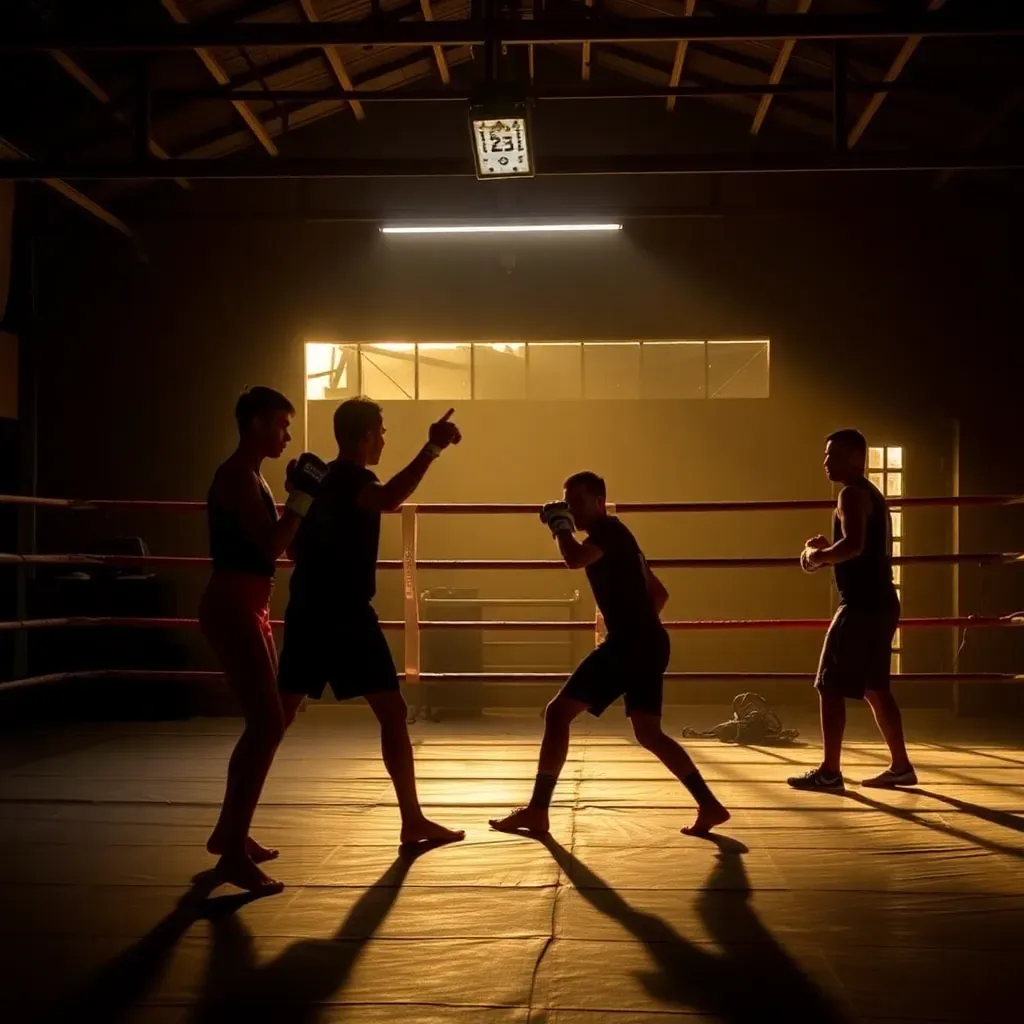 Fighters drilling in a ring at one of the best Muay Thai camps in Phuket