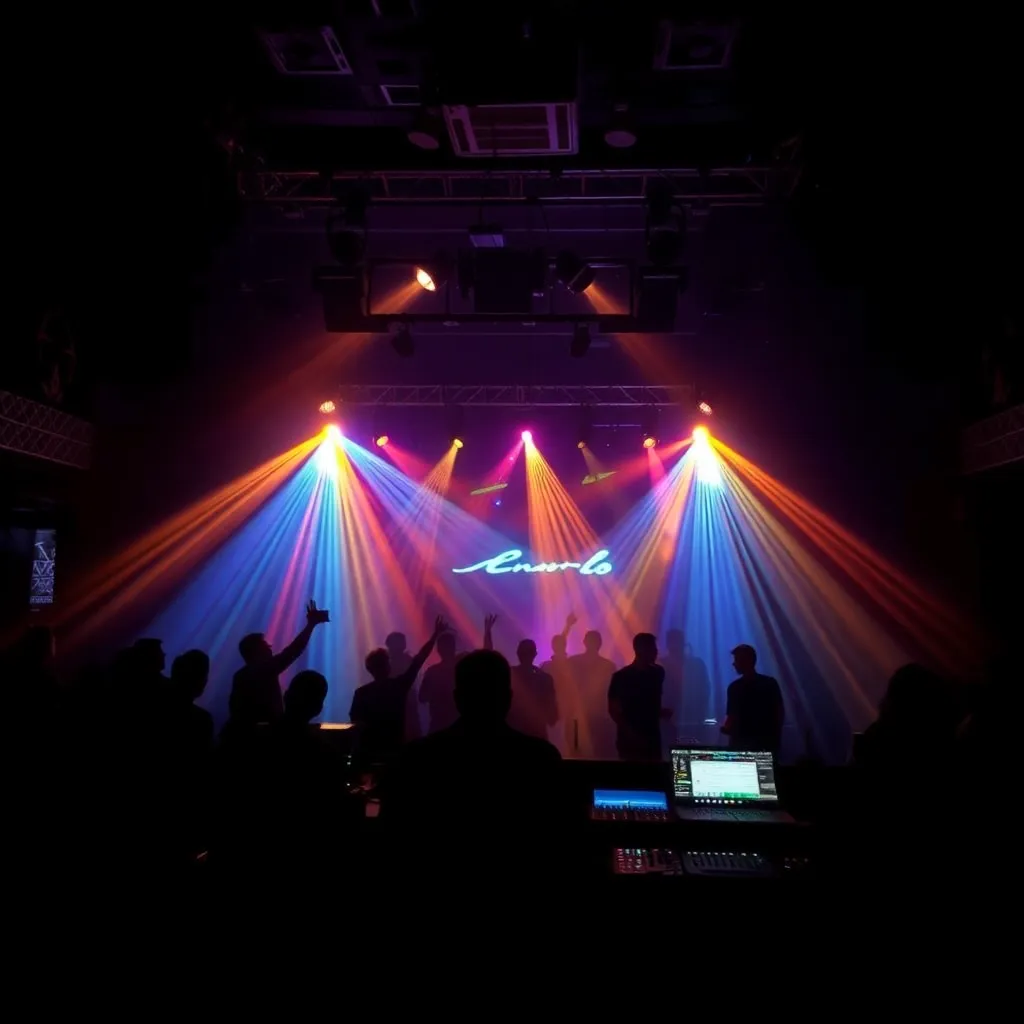 DJ booth and lighting rig inside a Phuket nightclub