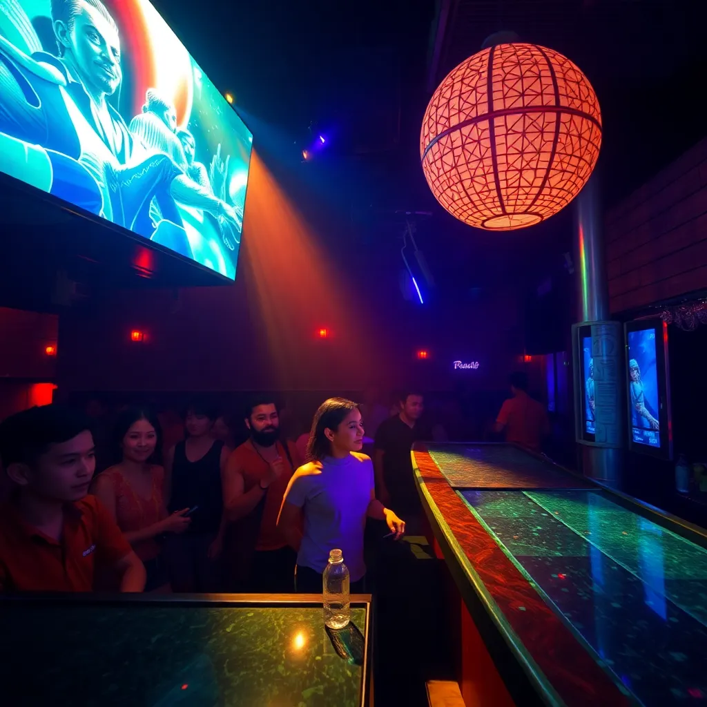 Phuket nightclubs Patong - neon-lit nightclub entrance on Bangla Road
