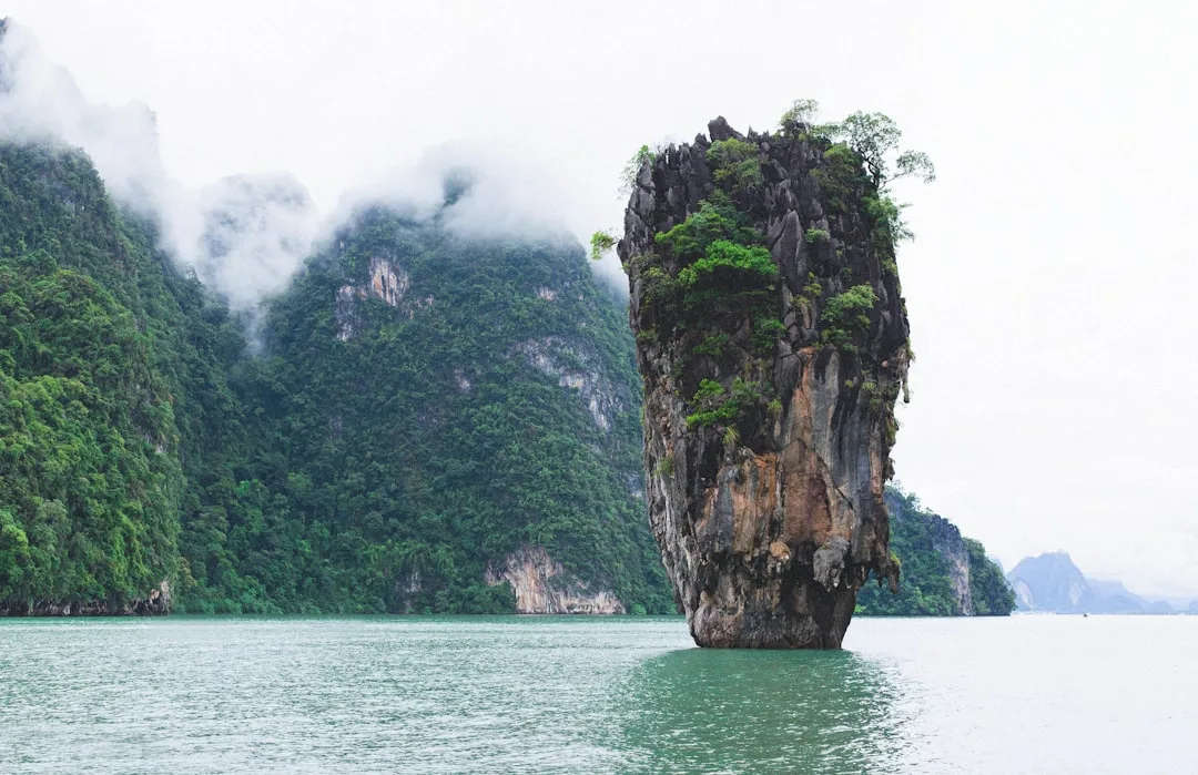 Ko Ta Pu limestone needle rock rising from Phang Nga Bay on a James Bond Island tour from Phuket