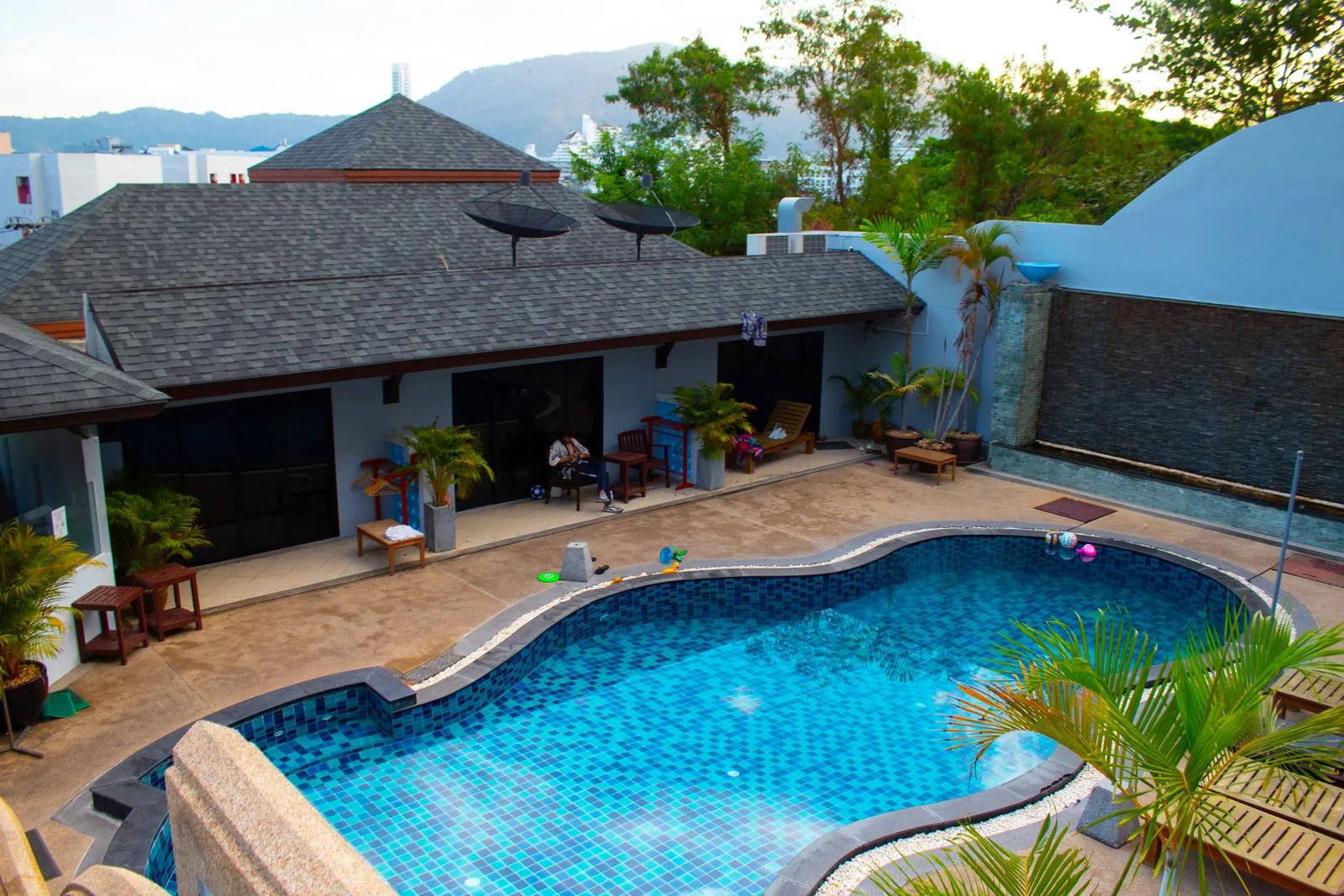 Phuket resort swimming pool, typical first-time hotel accommodation on the island